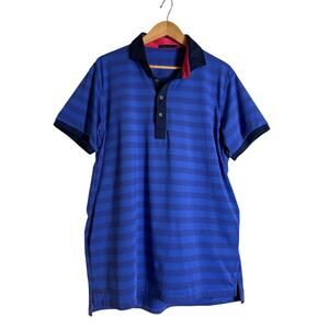 Greyson Men's Relaxed Fit Short Sleeve Striped Golf Polo Shirt Size XL Blue Pink